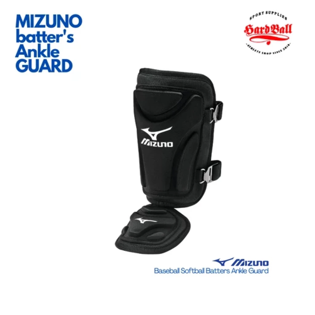 Mizuno Batter Ankle Guards Baseball Softball - Hitam, All Size